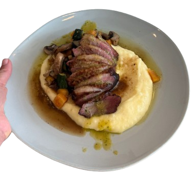 Prato Papa Louca - Magret de pato com purê de batata